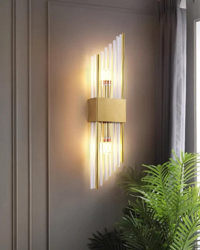 Crystal Parallelogram Wall Sconce - Gold
